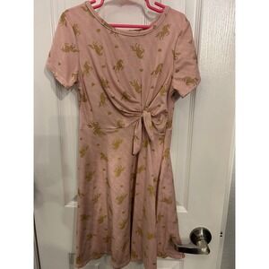 Glitter Girl Kids Pink Striped Gold Glitter Unicorn Knot Front Skater 8 k7085